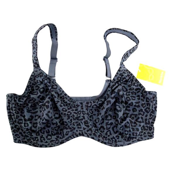 Delimira Women's Black Gray Leopard Minimiser Underwire Bra Size 38DD - Picture 5 of 8